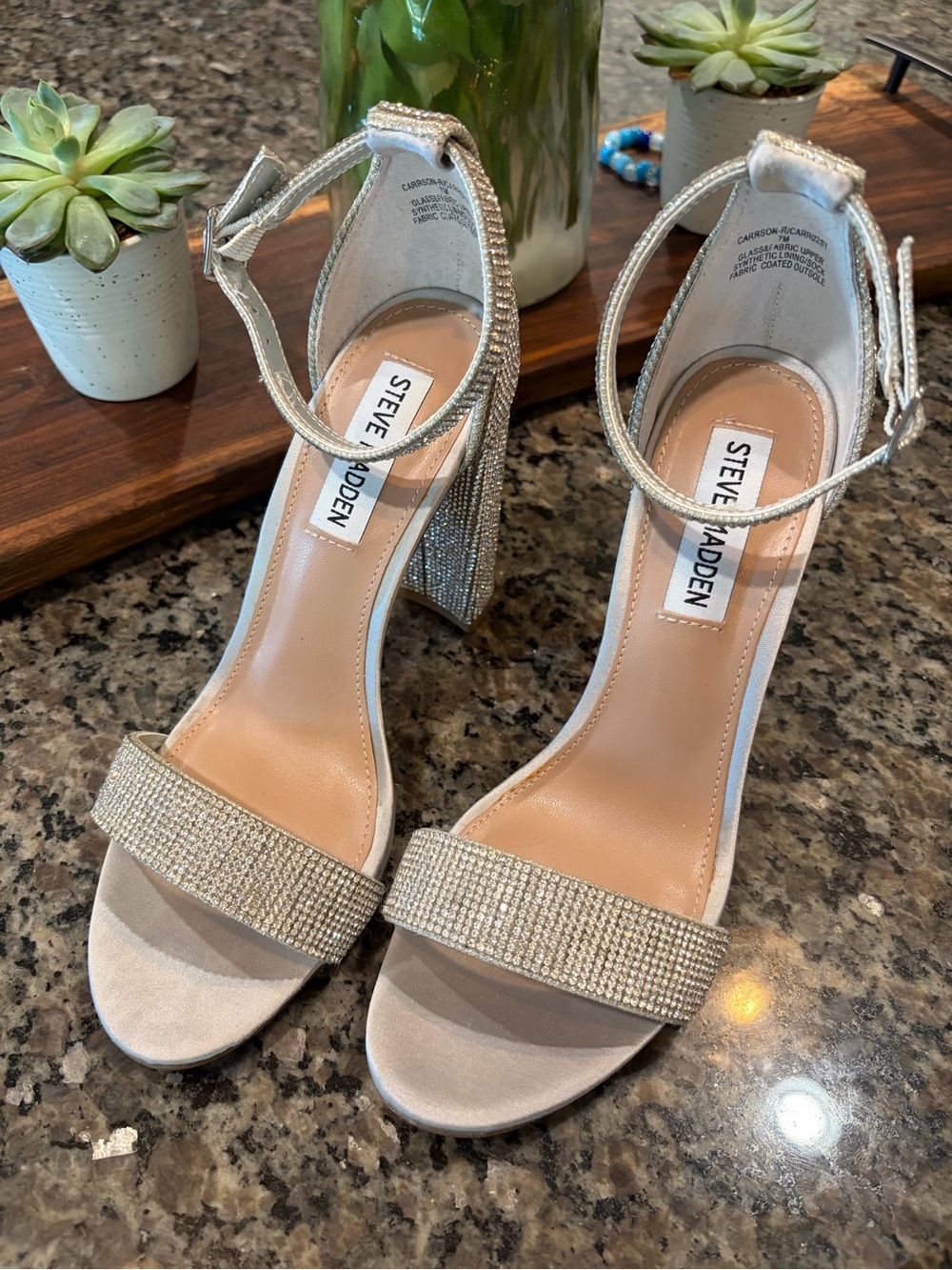 Steve Madden Carrson-R Crystal Rhinestone Ankle Strap Heels